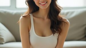 【画像】アイドルさん、胸元ゆるゆるタンクトップで乳首が見えかけるｗｗｗｗ