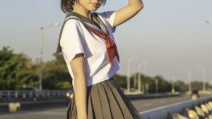 【動画】乳揺れが半端なくエロいJK、発見されるｗｗｗ